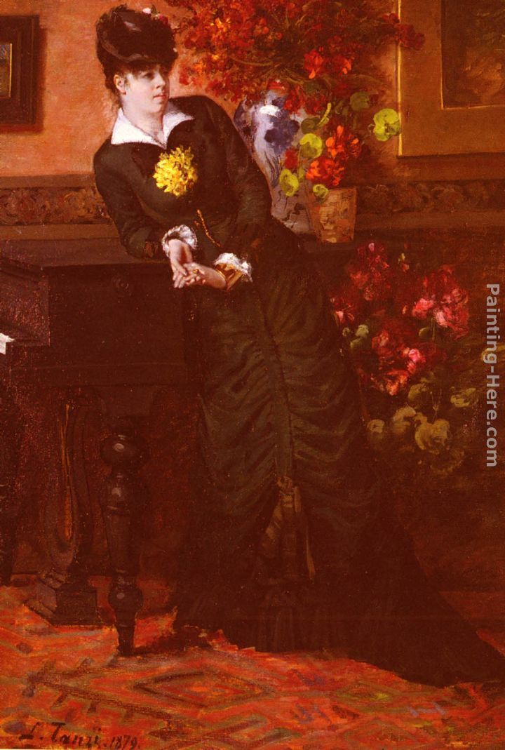 Leon Louis Antoine Tanzi Elegant Lady in a Black Dress